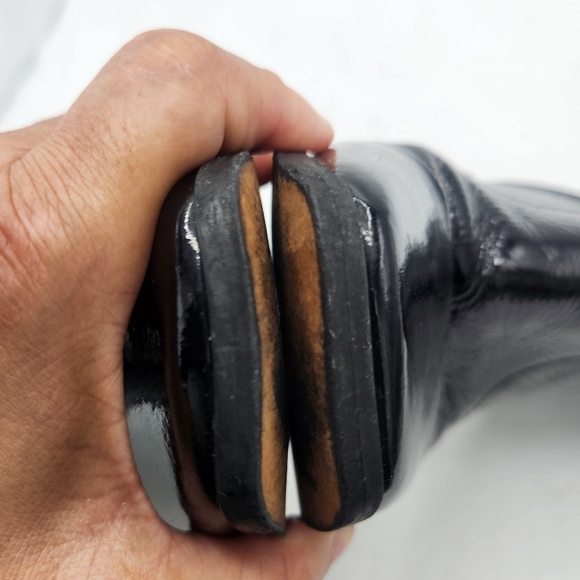 CARAVELA Strut Black Parent Leather Heel Zip Bootie Size 38 - Picture 11 of 15